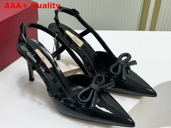 Valentino Rockstud Bow Slingback Patent Leather Pump 60mm Black Replica