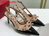 Valentino Rockstud Bow Slingback Patent Leather Pump 60mm Black and Nude Replica