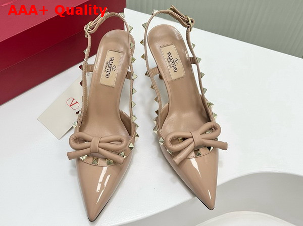 Valentino Rockstud Bow Slingback Patent Leather Pump 60mm Nude Replica