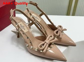 Valentino Rockstud Bow Slingback Patent Leather Pump 60mm Nude Replica