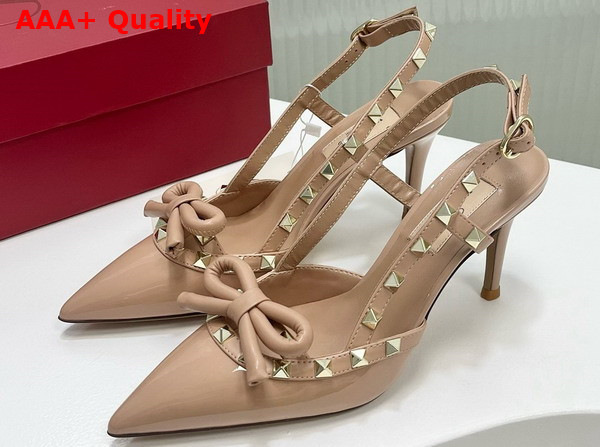 Valentino Rockstud Bow Slingback Patent Leather Pump 60mm Nude Replica