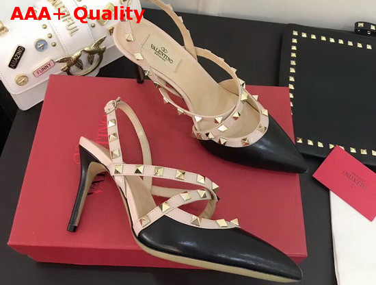 Valentino Rockstud Caged Pump in Black Calfskin Replica