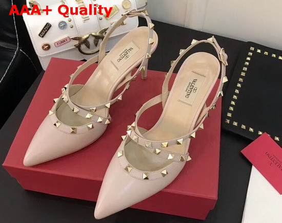 Valentino Rockstud Caged Pump in Nude Calfskin Replica