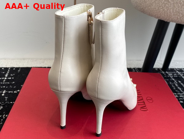 Valentino Rockstud Calfskin Ankle Boot in White Replica