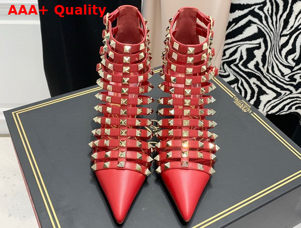 Valentino Rockstud Calfskin Boot 100mm Red Replica