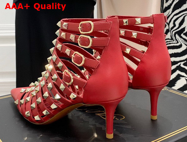 Valentino Rockstud Calfskin Boot 100mm Red Replica