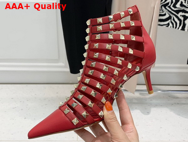 Valentino Rockstud Calfskin Boot 100mm Red Replica