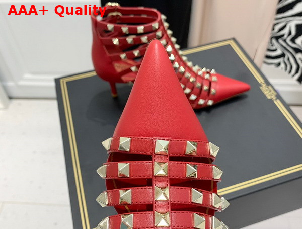 Valentino Rockstud Calfskin Boot 100mm Red Replica