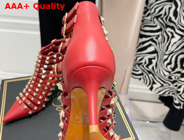 Valentino Rockstud Calfskin Boot 100mm Red Replica