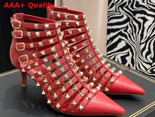 Valentino Rockstud Calfskin Boot 100mm Red Replica