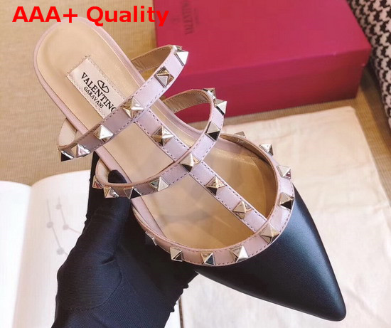 Valentino Rockstud Calfskin Mule in Black Replica