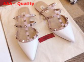 Valentino Rockstud Calfskin Mule in White Replica