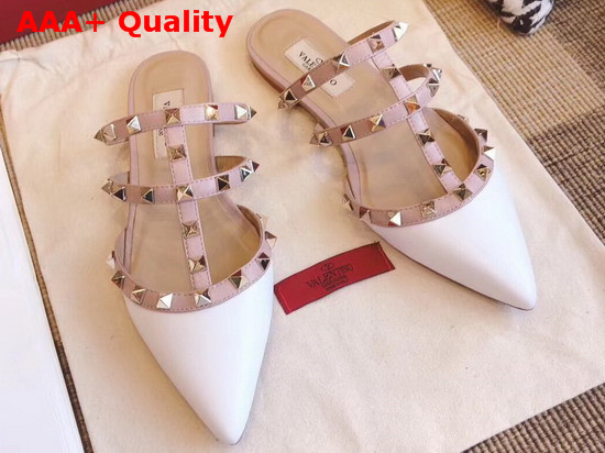 Valentino Rockstud Calfskin Mule in White Replica