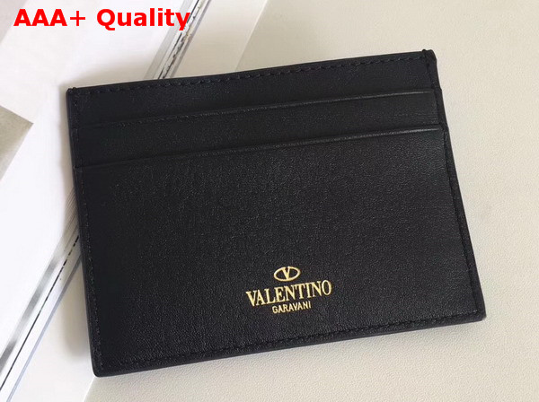 Valentino Rockstud Credit Card Holder in Black Calfskin Replica