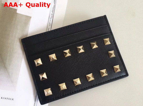 Valentino Rockstud Credit Card Holder in Black Calfskin Replica