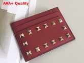 Valentino Rockstud Credit Card Holder in Red Calfskin Replica