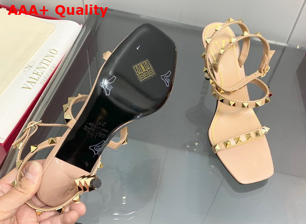 Valentino Rockstud Goatskin Sandal with Sculpted Heel 100 mm Rose Cannelle Replica