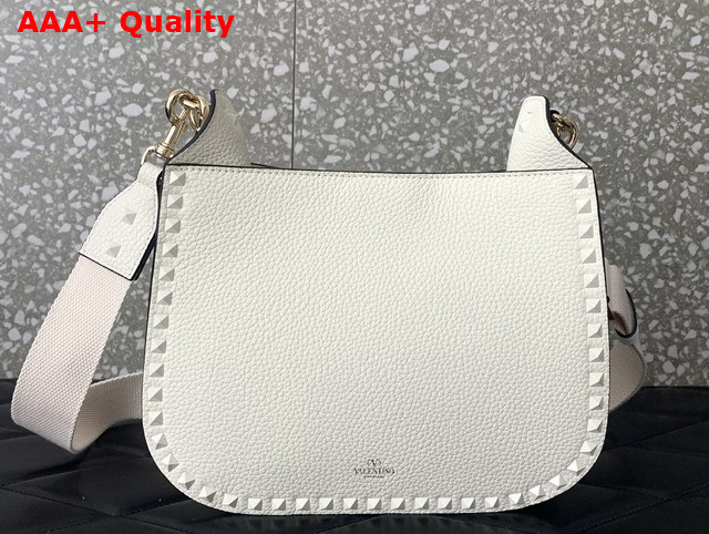 Valentino Rockstud Grainy Calfskin Hobo Bag in White Replica