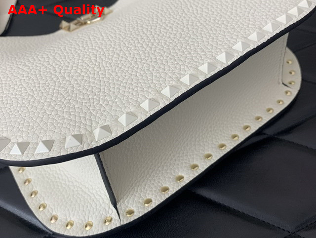 Valentino Rockstud Grainy Calfskin Hobo Bag in White Replica