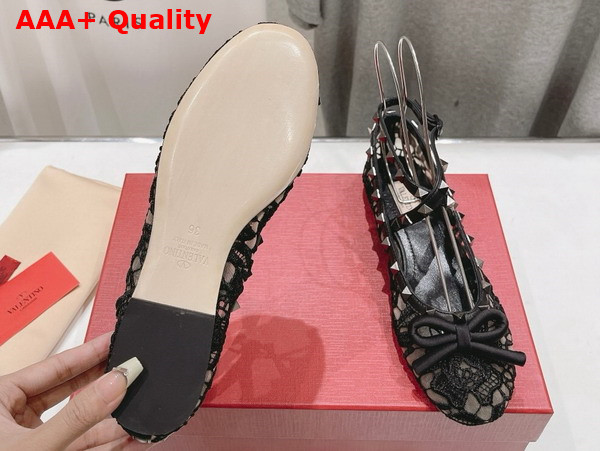 Valentino Rockstud Lace Ballerina in Black Replica