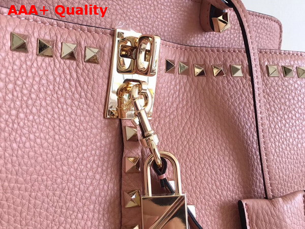 Valentino Rockstud Lock Tote Pink Grained Calfskin Replica