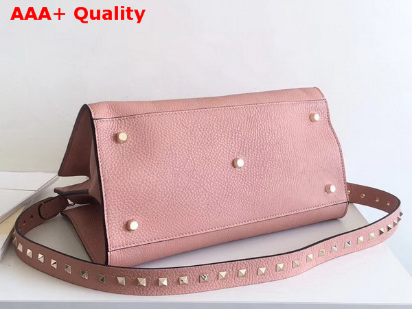 Valentino Rockstud Lock Tote Pink Grained Calfskin Replica