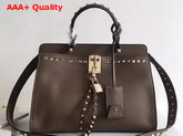 Valentino Rockstud Lock Tote Taupe Grained Calfskin Replica