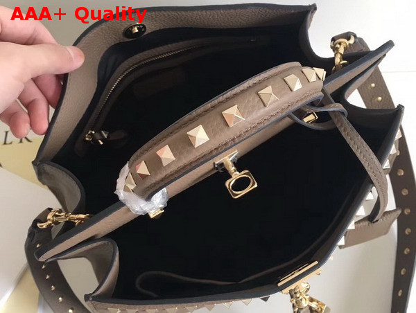 Valentino Rockstud Lock Tote Taupe Grained Calfskin Replica