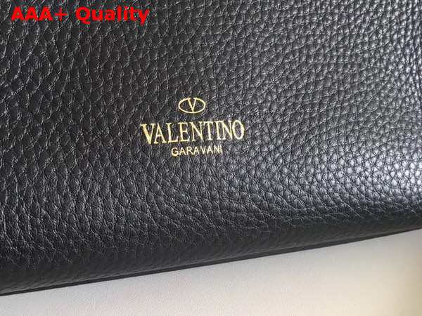 Valentino Rockstud Lock Tote in Black Grained Calfskin Replica