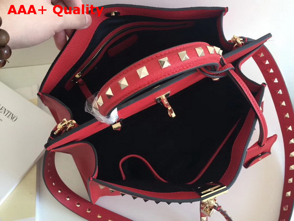 Valentino Rockstud Lock Tote in Red Stampa Alce Calfskin Replica