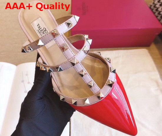 Valentino Rockstud Mule in Red Patent Leather Replica