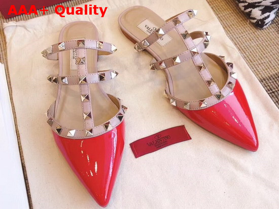 Valentino Rockstud Mule in Red Patent Leather Replica