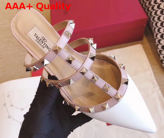 Valentino Rockstud Mule in White Patent Leather Replica