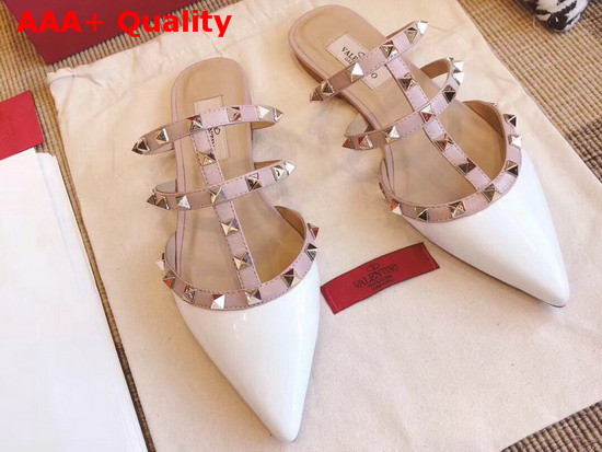 Valentino Rockstud Mule in White Patent Leather Replica