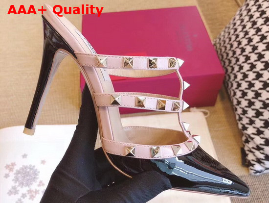 Valentino Rockstud Mules in Black Patent Leather Replica