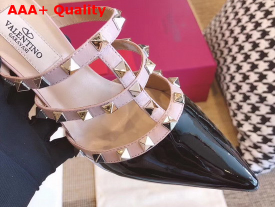 Valentino Rockstud Mules in Black Patent Leather Replica