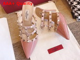 Valentino Rockstud Mules in Dusty Pink Patent Leather Replica