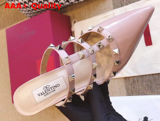 Valentino Rockstud Mules in Pink Patent Leather Replica