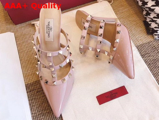 Valentino Rockstud Mules in Pink Patent Leather Replica