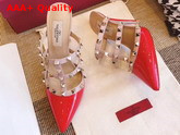 Valentino Rockstud Mules in Red Patent Leather Replica