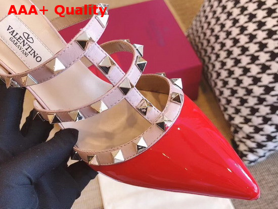 Valentino Rockstud Mules in Red Patent Leather Replica