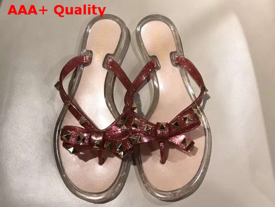 Valentino Rockstud PVC Flip Flops Red Glitter Robber Replica