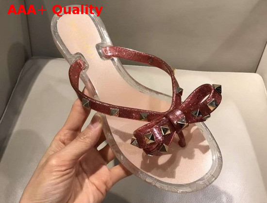 Valentino Rockstud PVC Flip Flops Red Glitter Robber Replica