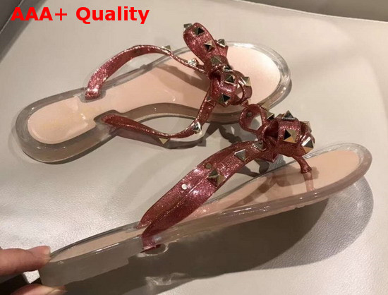 Valentino Rockstud PVC Flip Flops Red Glitter Robber Replica