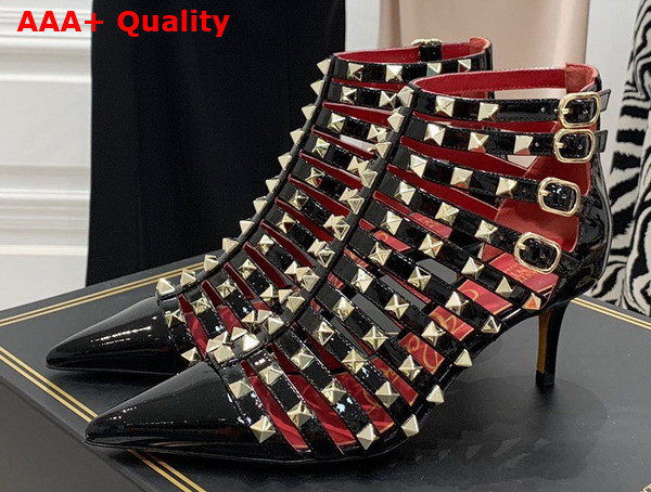 Valentino Rockstud Patent Leather Boot 100mm Black Replica