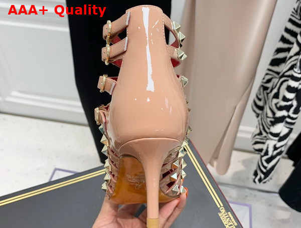 Valentino Rockstud Patent Leather Boot 100mm Nude Replica