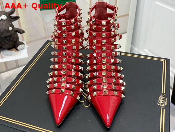 Valentino Rockstud Patent Leather Boot 100mm Red Replica