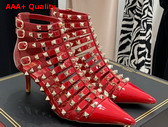 Valentino Rockstud Patent Leather Boot 100mm Red Replica