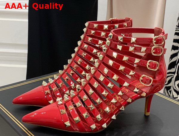 Valentino Rockstud Patent Leather Boot 100mm Red Replica