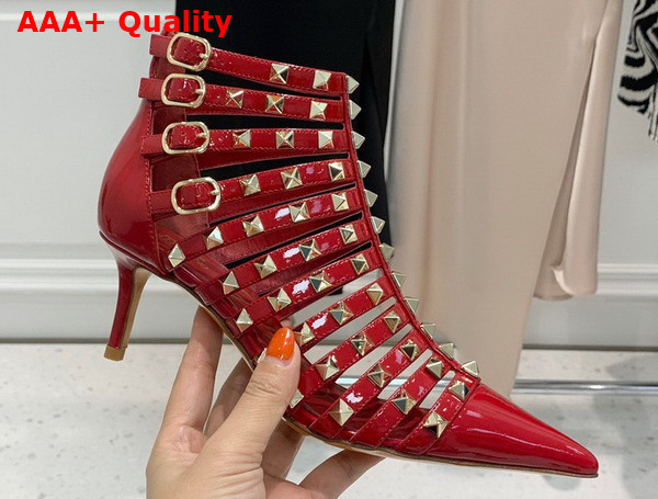 Valentino Rockstud Patent Leather Boot 100mm Red Replica